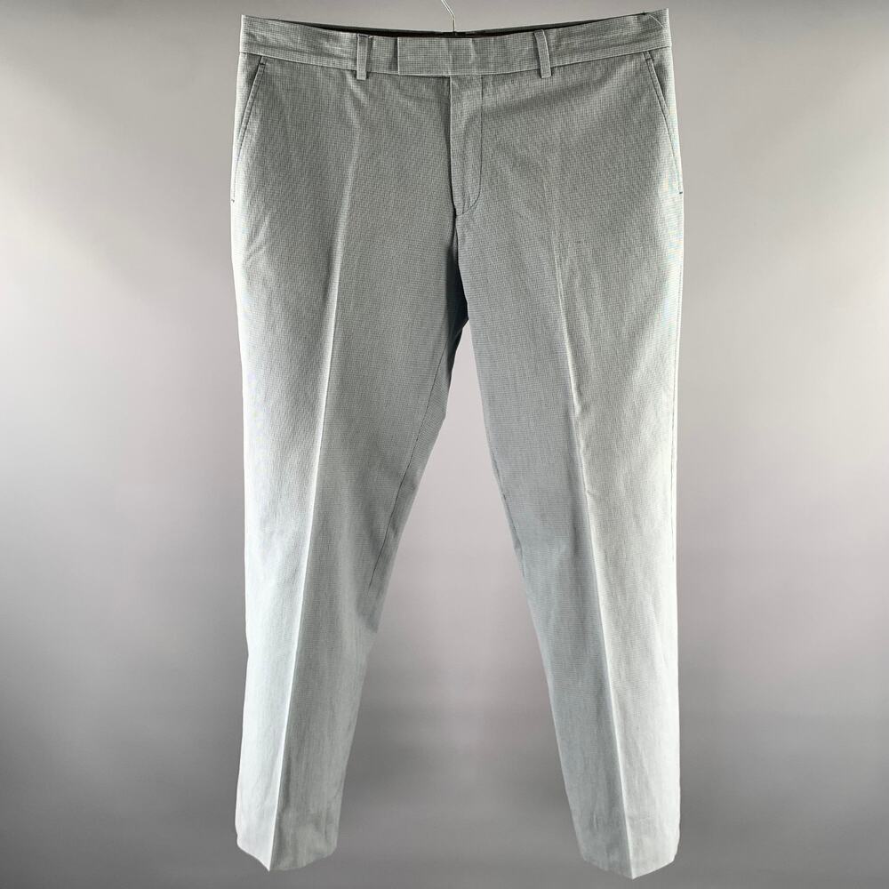 PS by PAUL SMITH Size 38 Blue Grey Grid Cotton Dress Pants